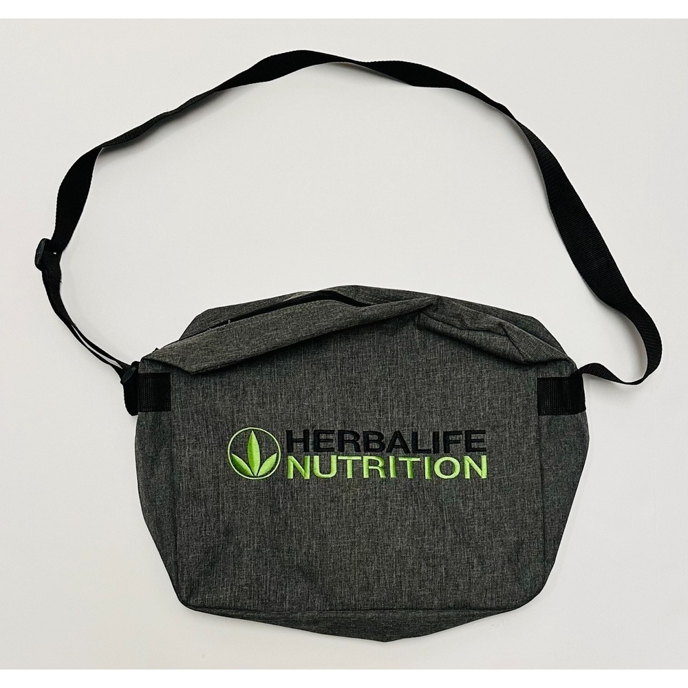 Herbalife Nutrition Gray/ Black 16"x12" Zip Up Messenger Bag w Adjustable Straps